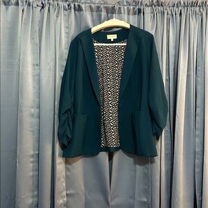 Skies are blue sea green Blazer with Patterned Lining